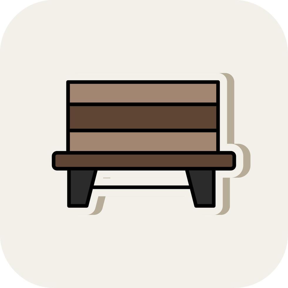 Bench Line Filled White Shadow Icon vector