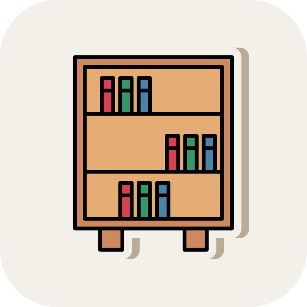 Bookshelf Line Filled White Shadow Icon vector