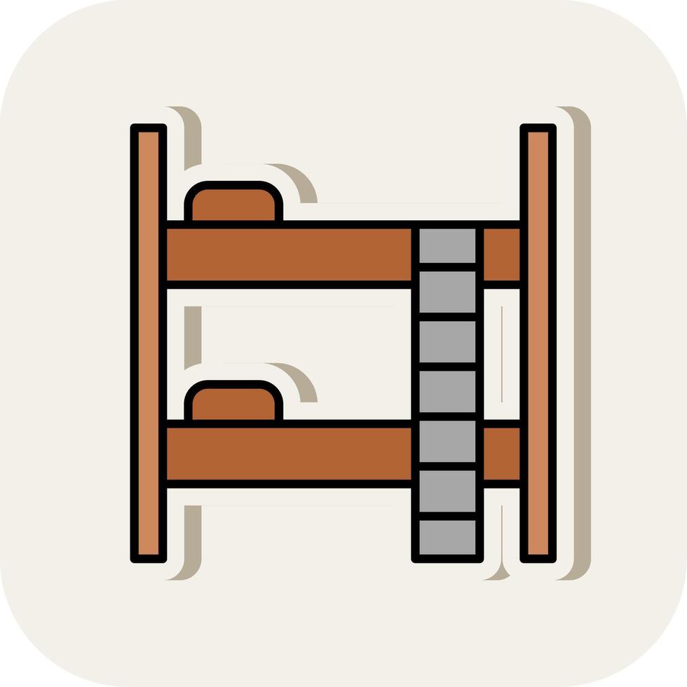 Bunk Bed Line Filled White Shadow Icon vector