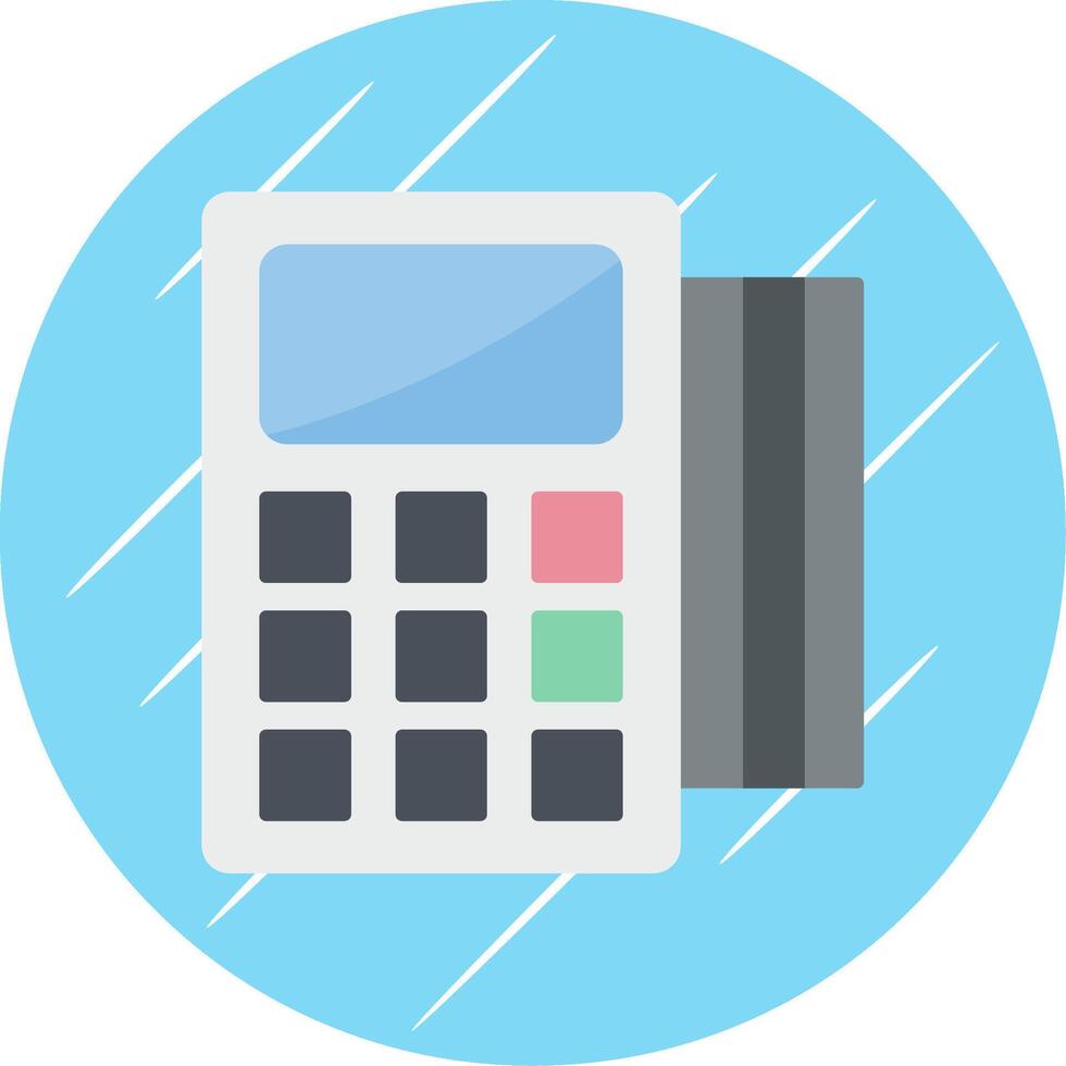 Pos Terminal Flat Blue Circle Icon vector