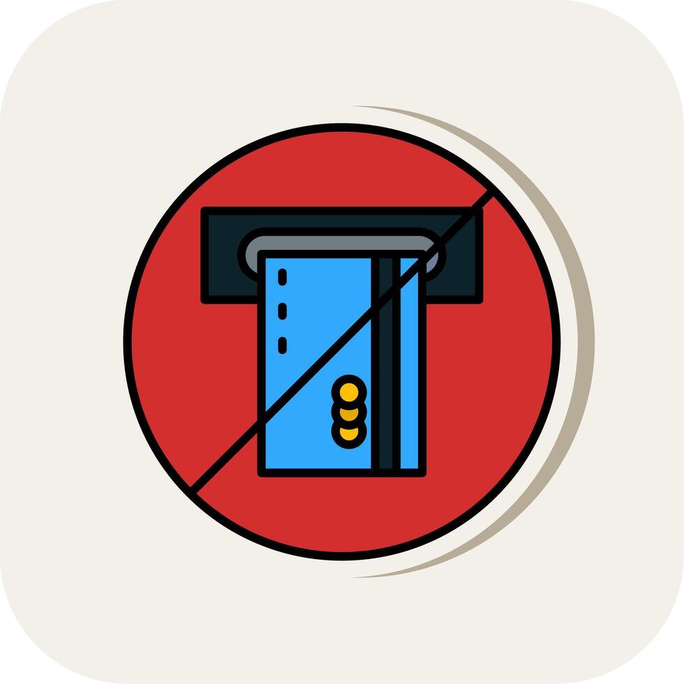 No Credit Card Line Filled White Shadow Icon vector