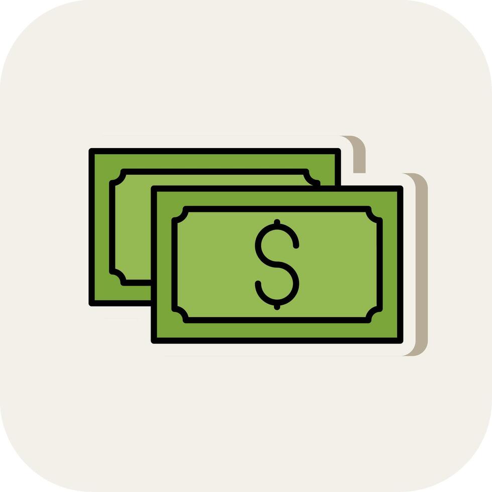 Dollar Currency Line Filled White Shadow Icon vector