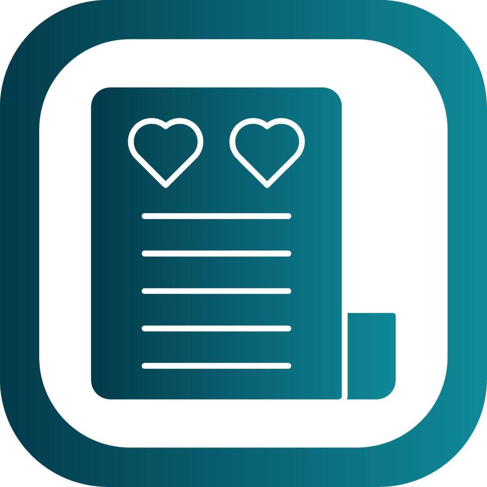 Love Letter Glyph Gradient Round Corner Icon vector