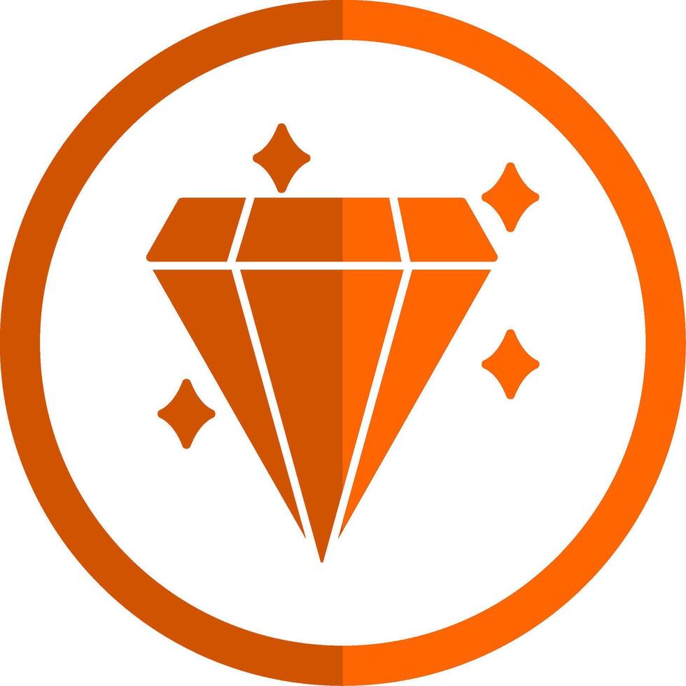 Diamond Glyph Orange Circle Icon vector