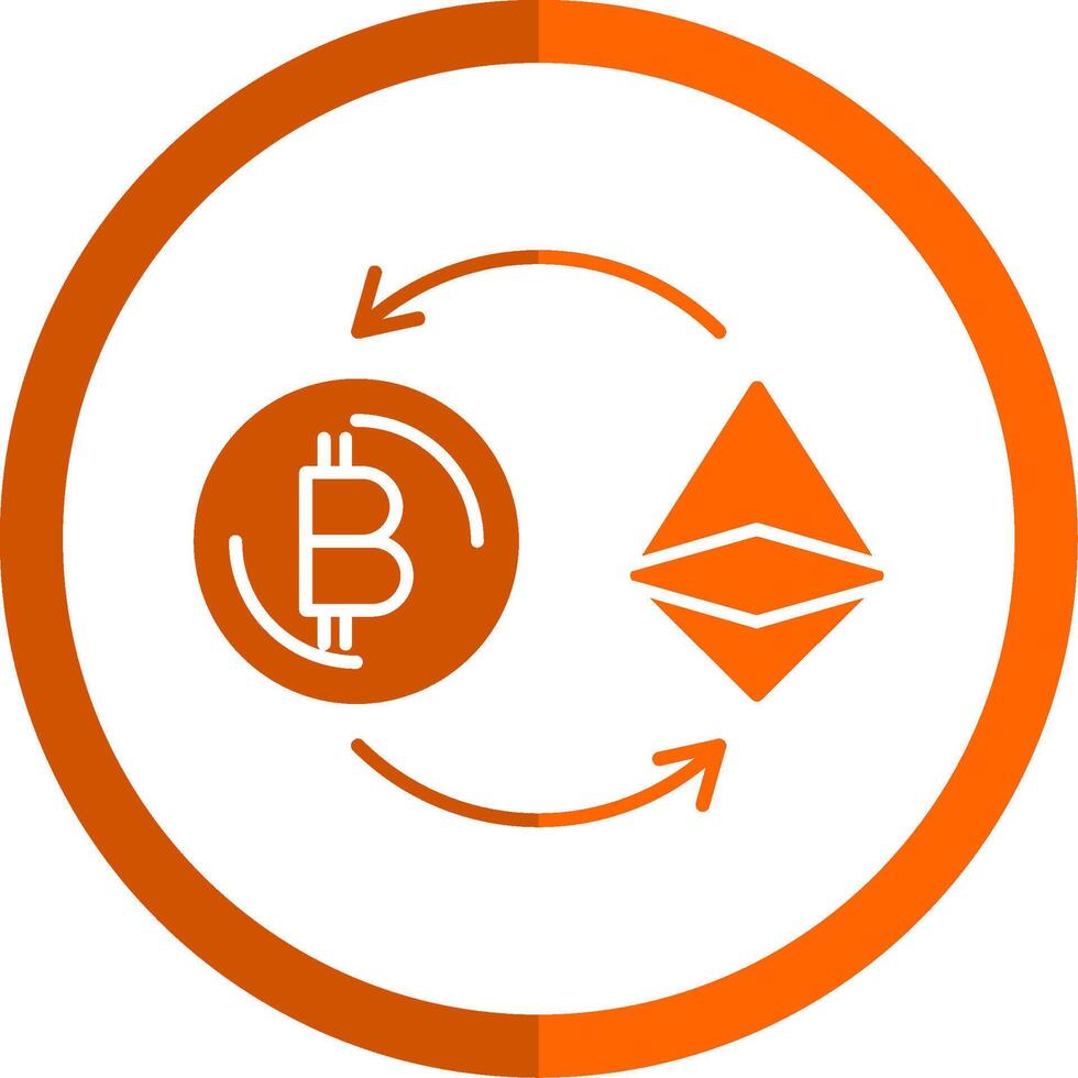 Ethereum Glyph Orange Circle Icon vector