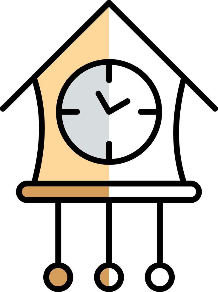 cuco reloj lleno medio cortar icono vector