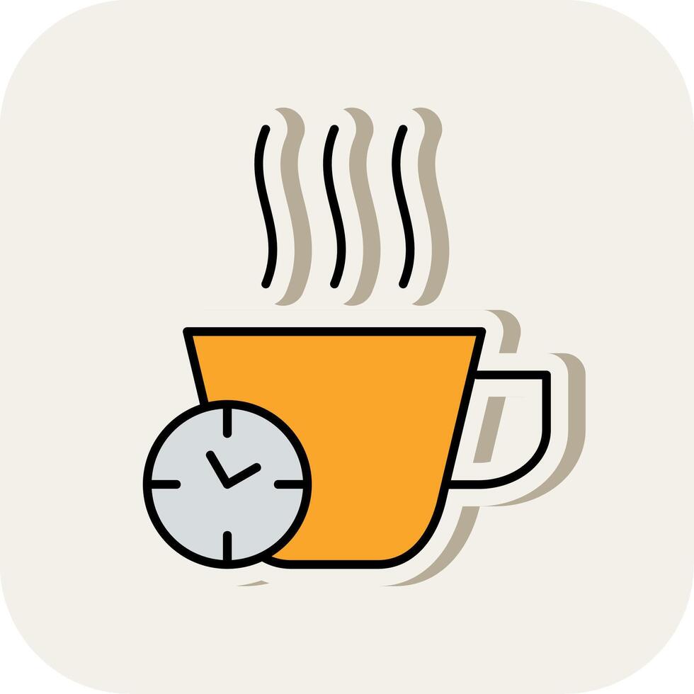 Break Time Line Filled White Shadow Icon vector