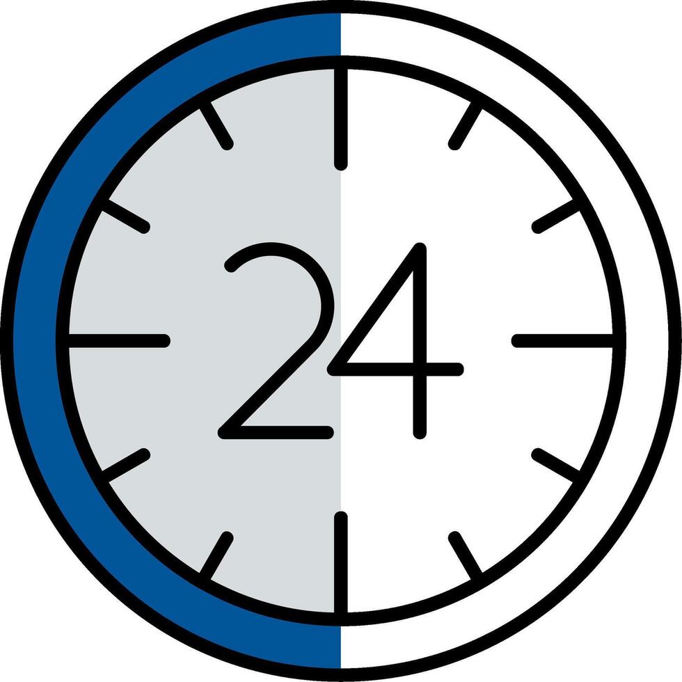 24 Hours Filled Half Cut Icon vector