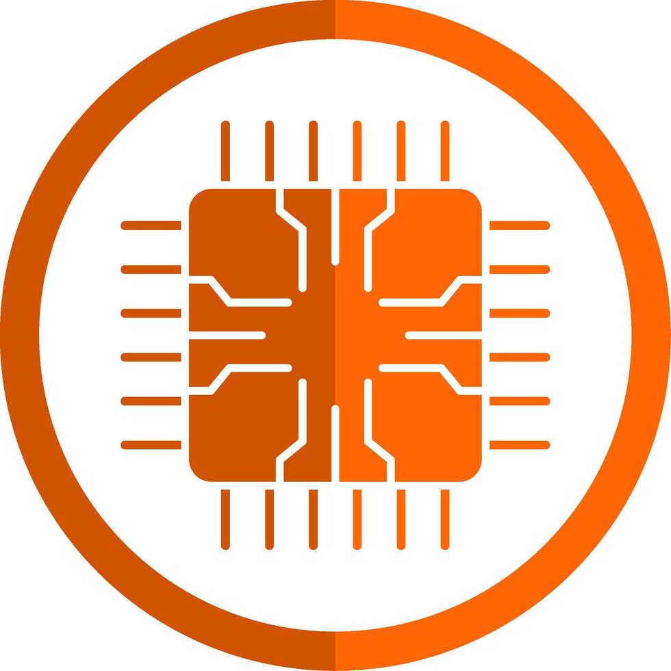 Chip Glyph Orange Circle Icon vector