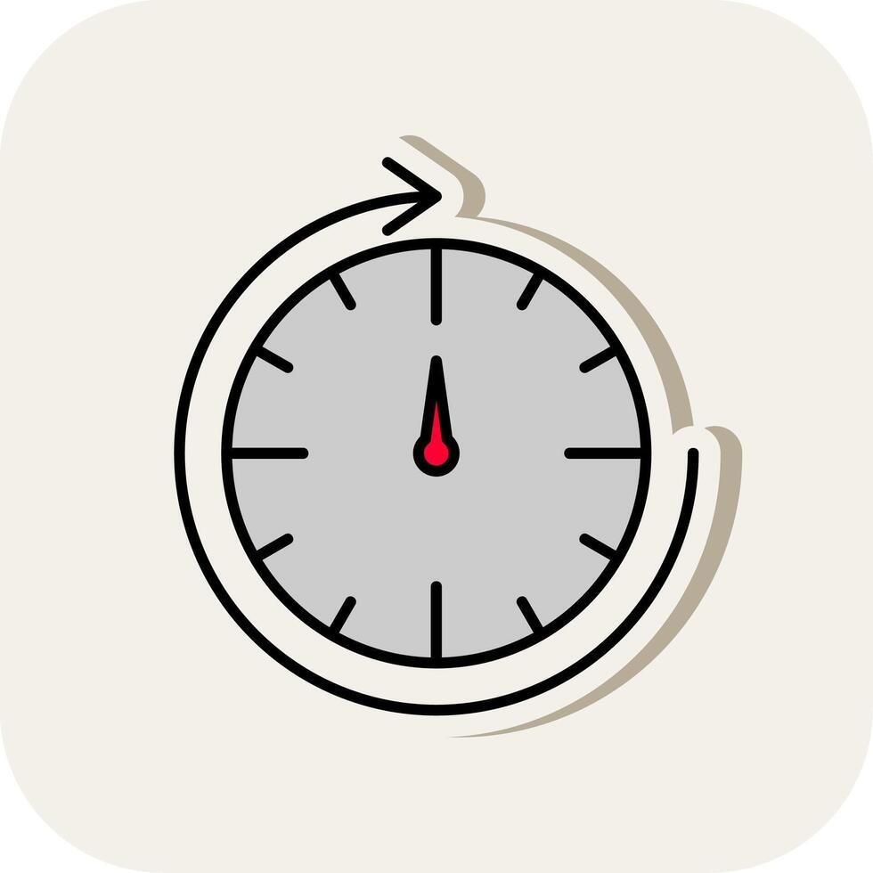 Round Clock Line Filled White Shadow Icon vector