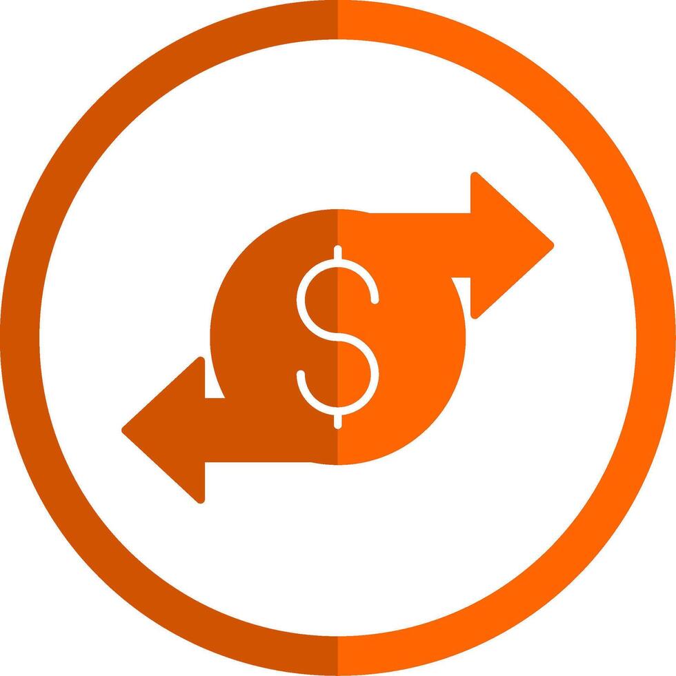 Money Transfer Glyph Orange Circle Icon vector