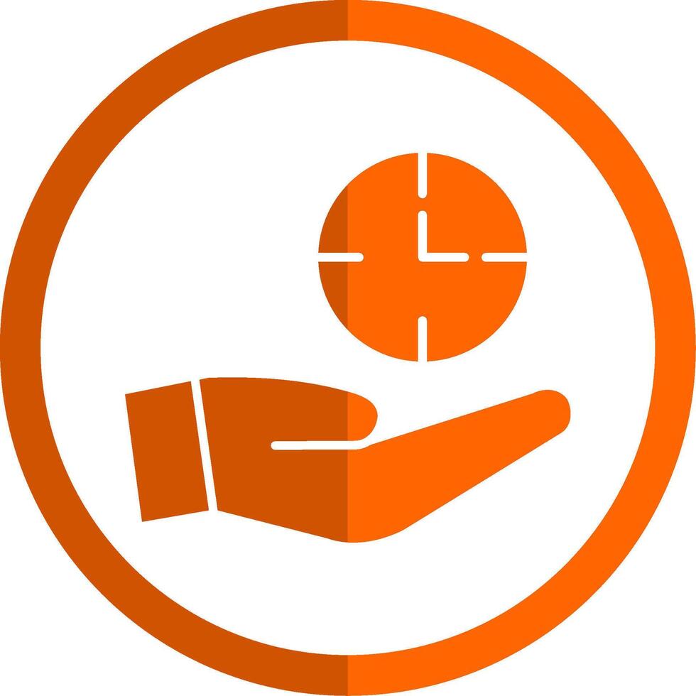 Save Time Glyph Orange Circle Icon vector