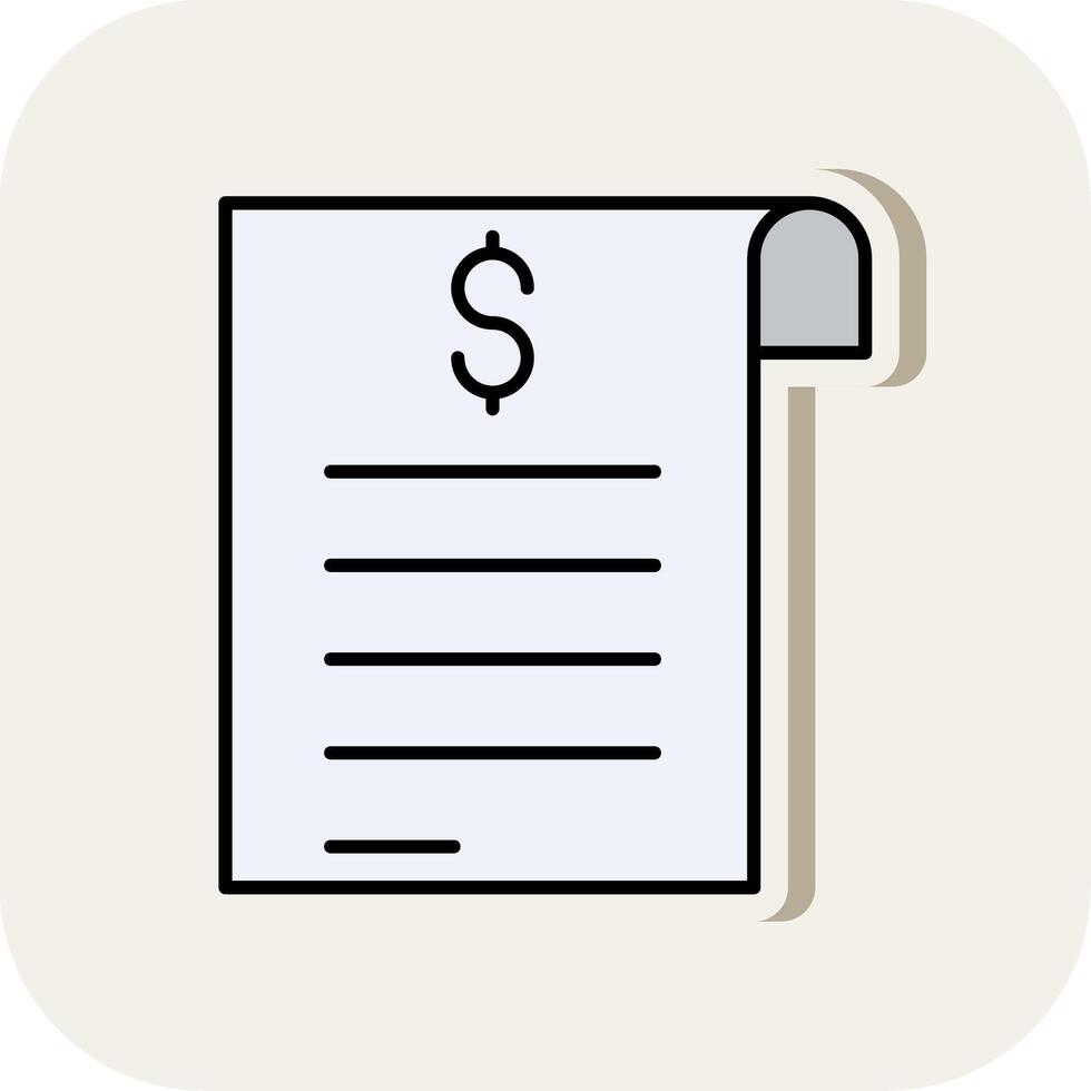 Invoice Line Filled White Shadow Icon vector