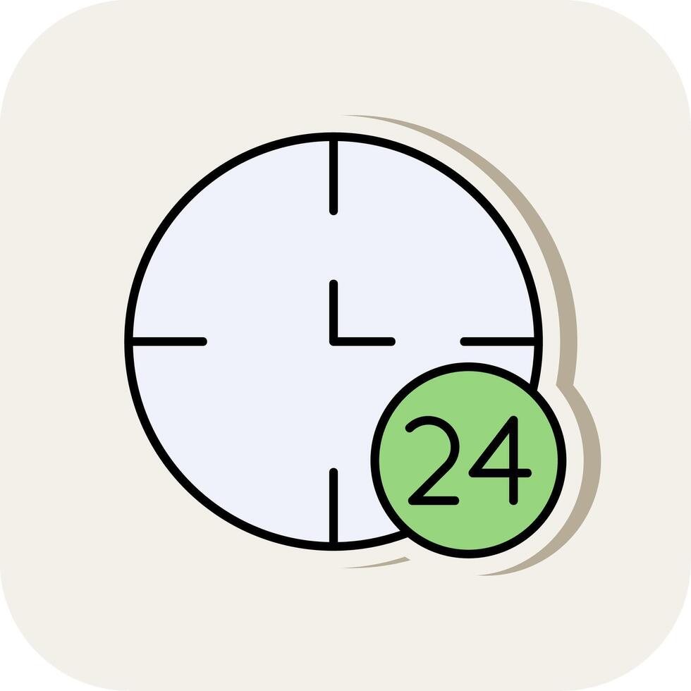 24 Hours Line Filled White Shadow Icon vector