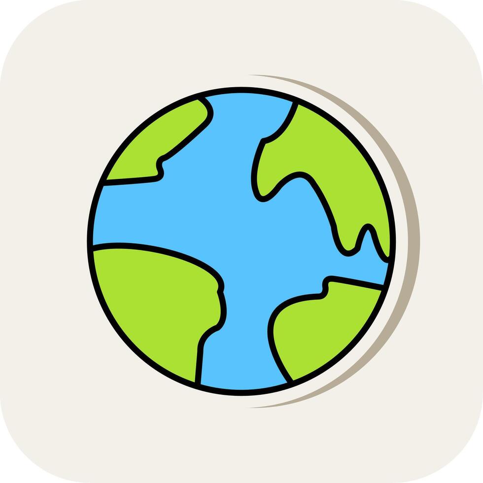 Planet Earth Line Filled White Shadow Icon vector