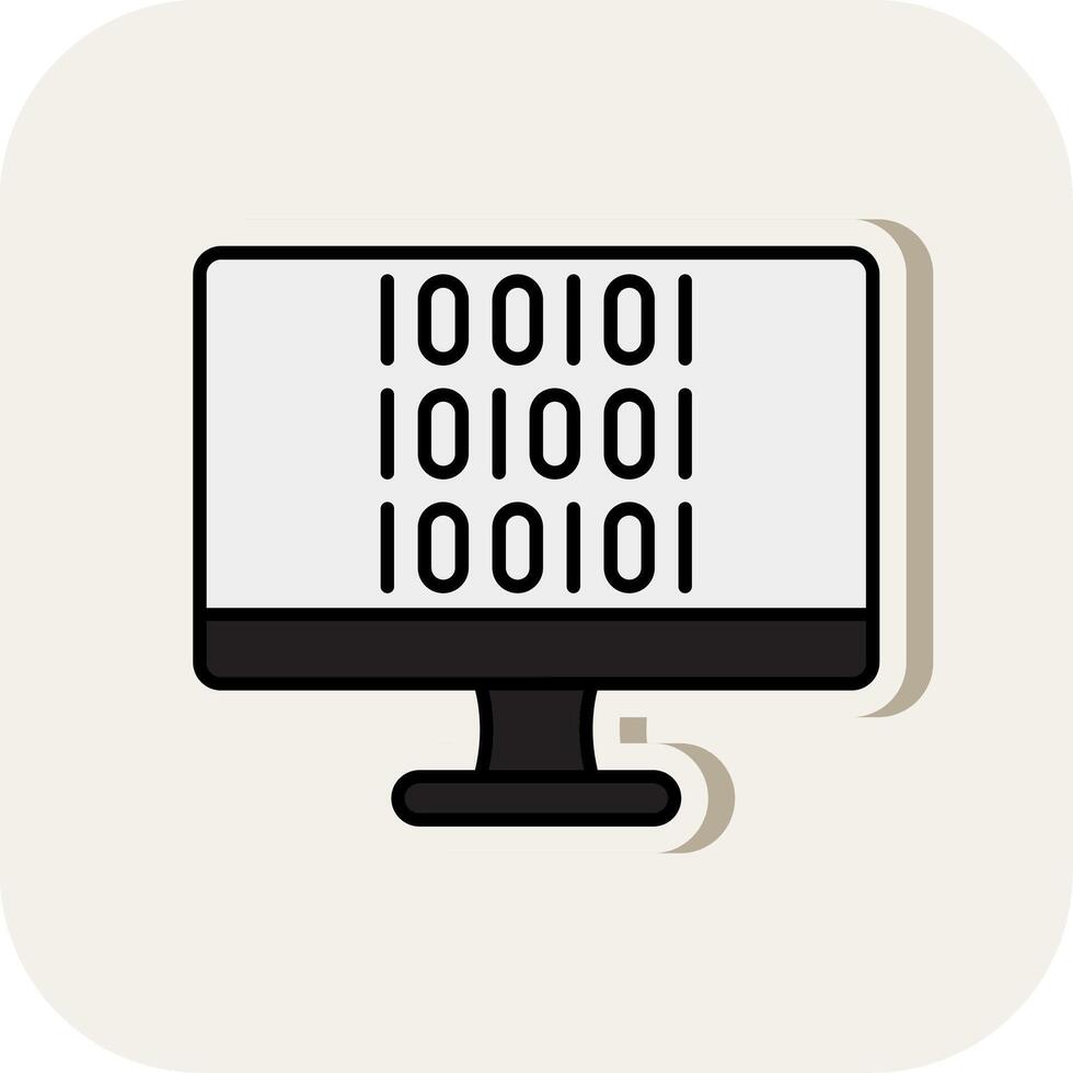 Binary Code Line Filled White Shadow Icon vector