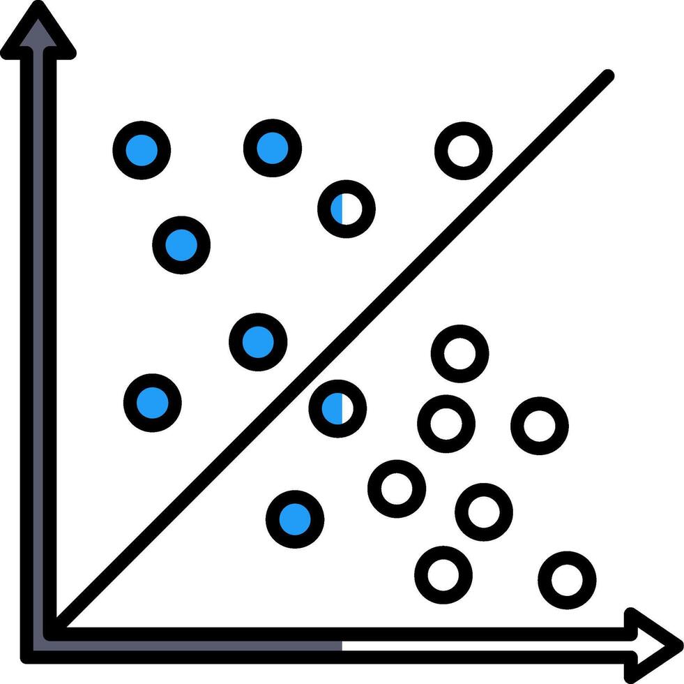 Scatter Graph Filled Half Cut Icon vector