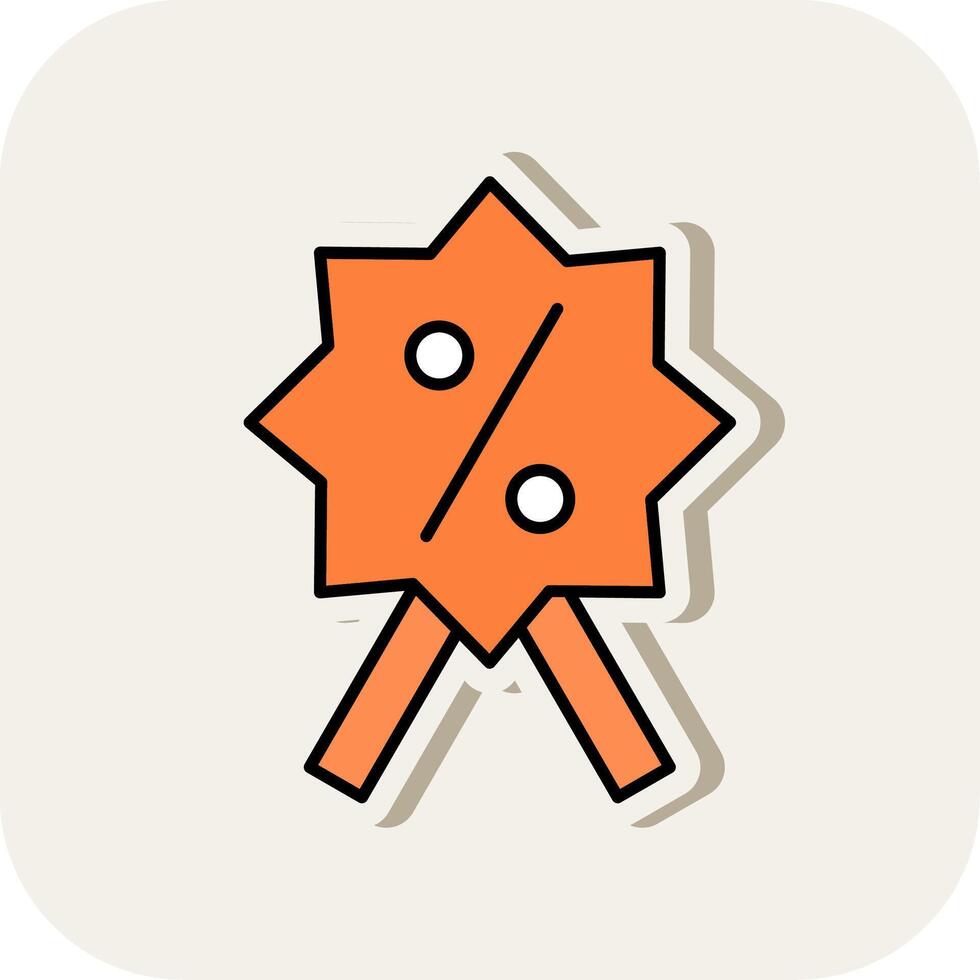 Discount Badge Line Filled White Shadow Icon vector