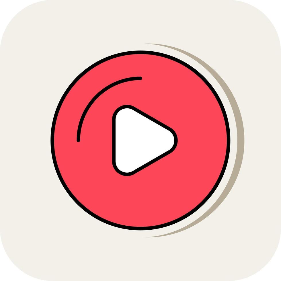 Play Button Line Filled White Shadow Icon vector