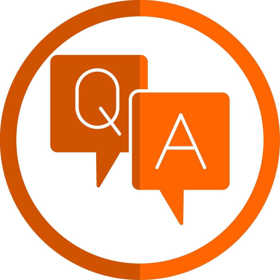 Question And Answer Glyph Orange Circle Icon vector