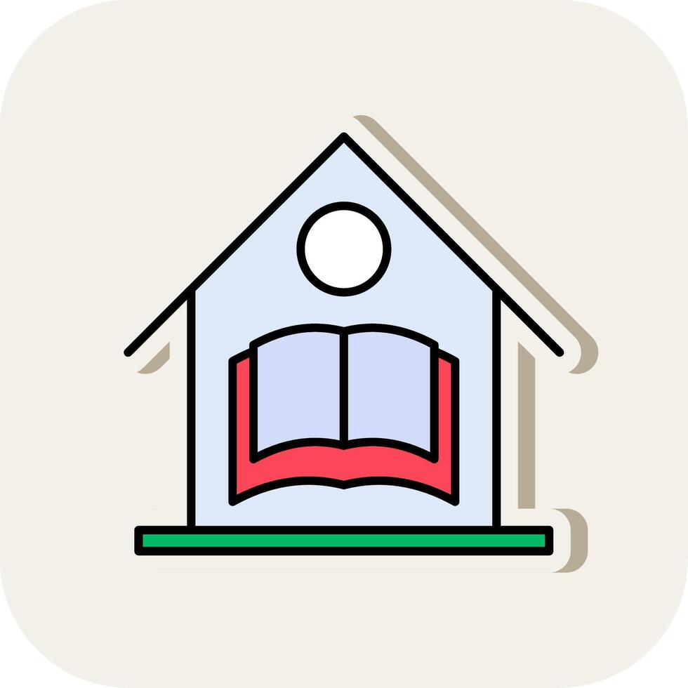 Home School Line Filled White Shadow Icon vector