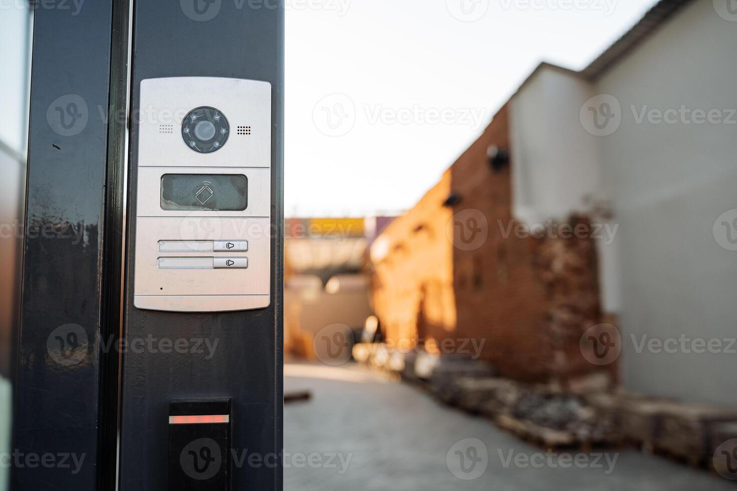 intercom, electronic door lock, automatic gate, remote access, card entry, call, voice access, magnetic gate. photo