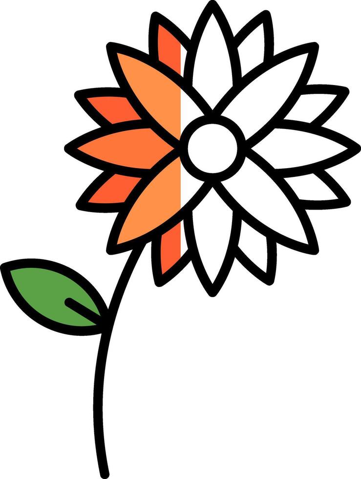 Flower Filled Half Cut Icon vector