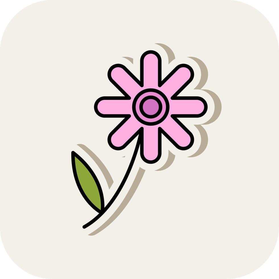 Chamomile Line Filled White Shadow Icon vector