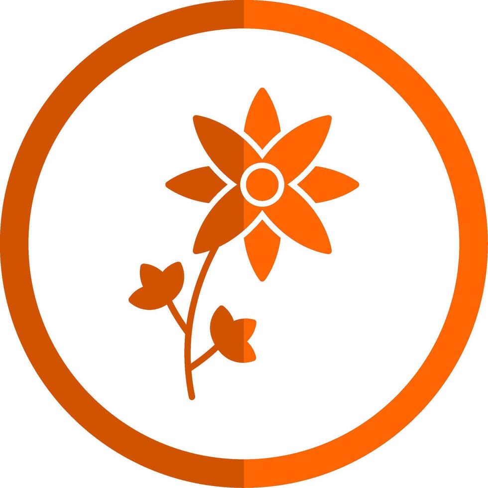 orquídeas glifo naranja circulo icono vector