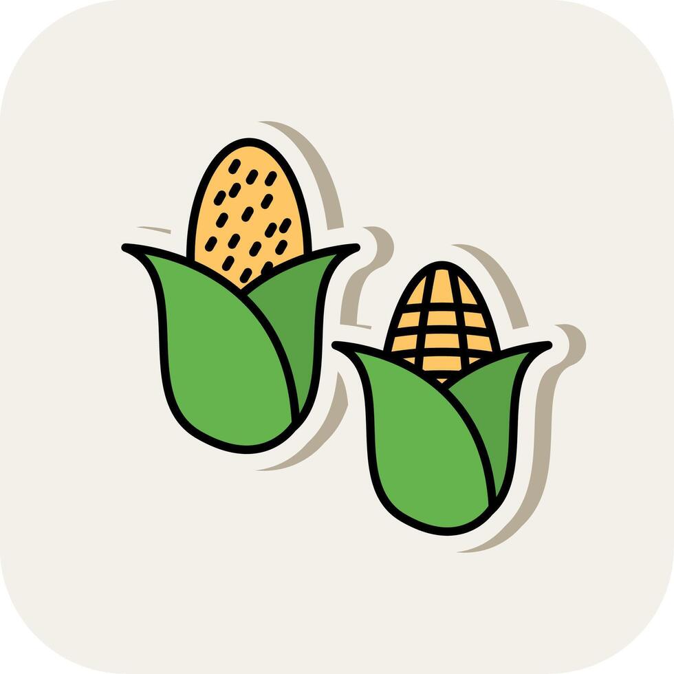 Corn Line Filled White Shadow Icon vector