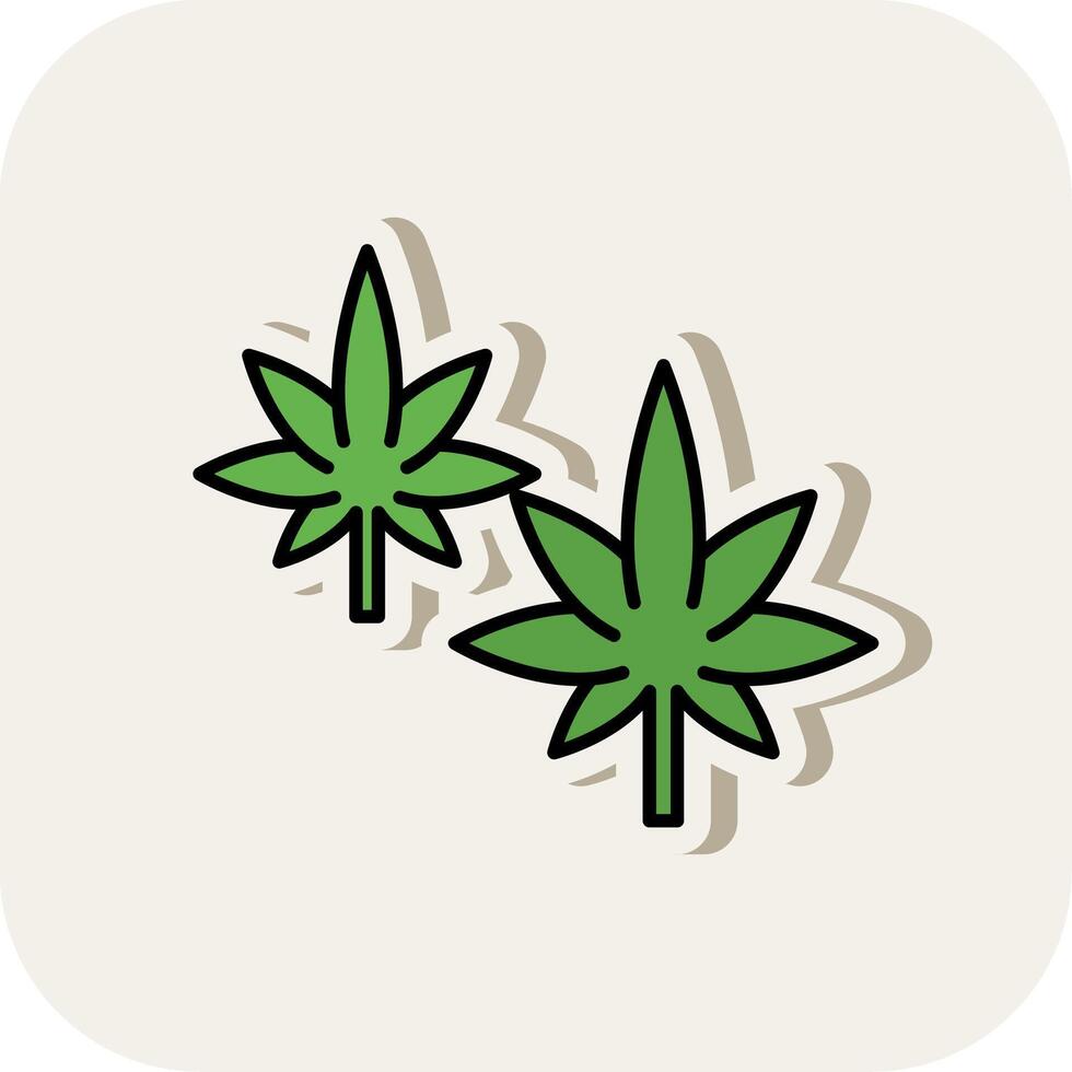 Hemp Line Filled White Shadow Icon vector