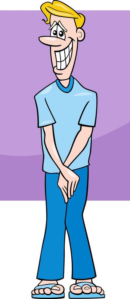 surprised or ashamed cartoon young man comic character vector