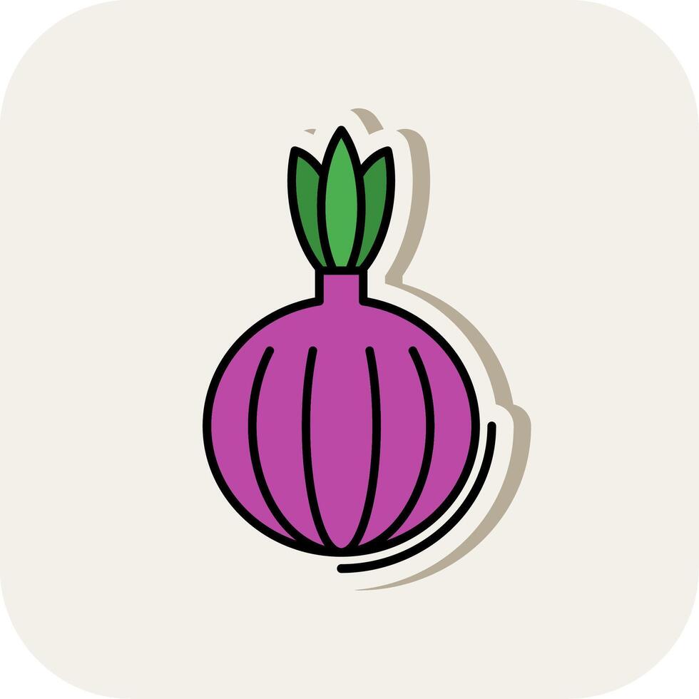 Onion Line Filled White Shadow Icon vector