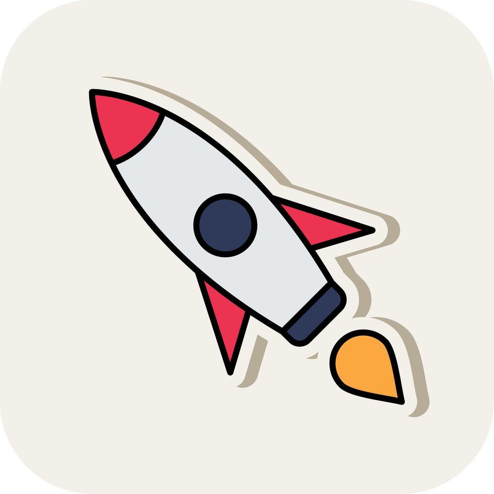 Rocket Line Filled White Shadow Icon vector