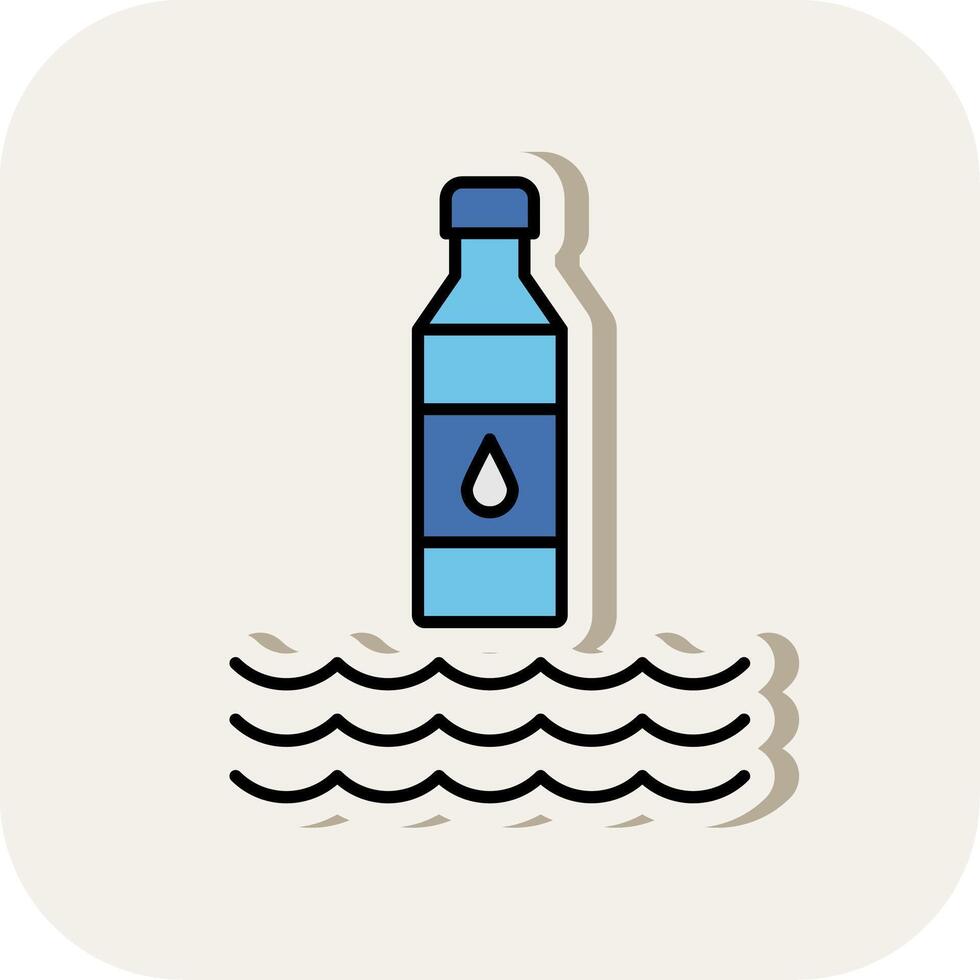 Water Line Filled White Shadow Icon vector