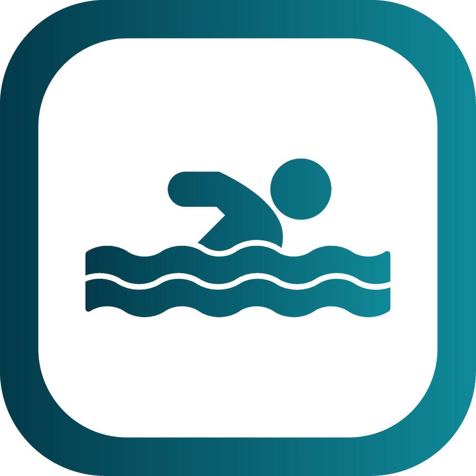 Swimming Glyph Gradient Round Corner Icon vector