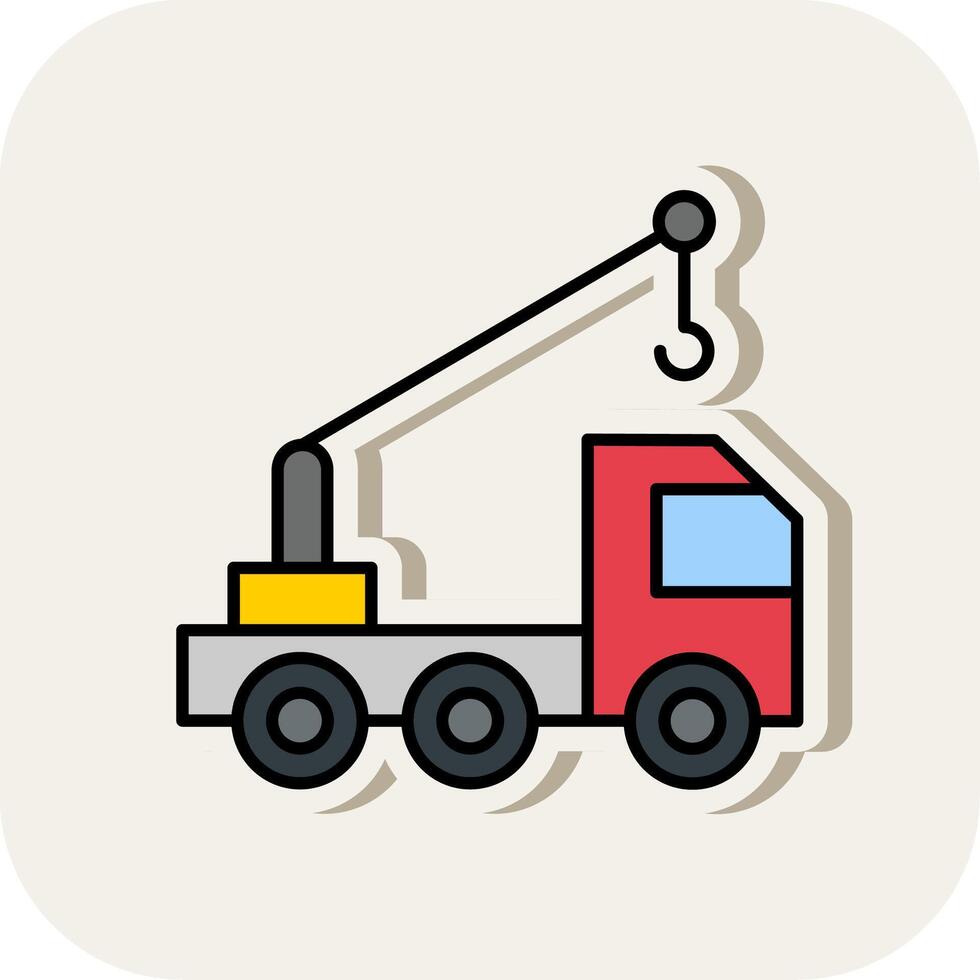 Crane Line Filled White Shadow Icon vector