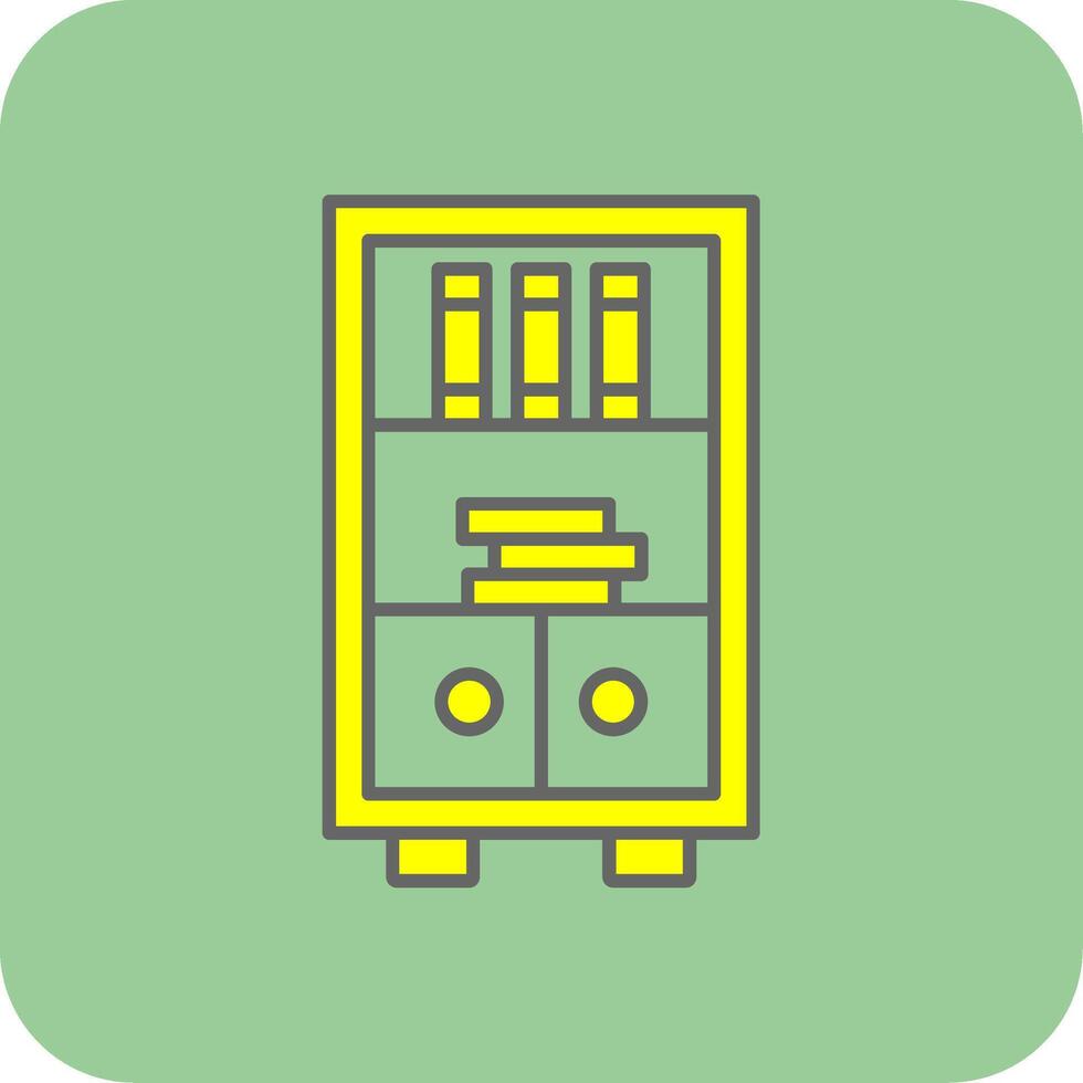 Book Shelf Filled Yellow Icon vector