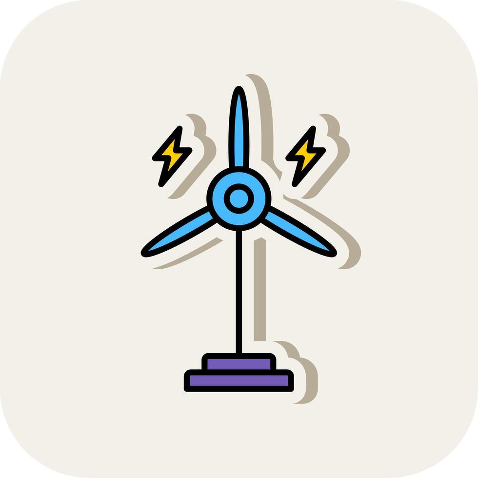 Eolic Turbine Line Filled White Shadow Icon vector