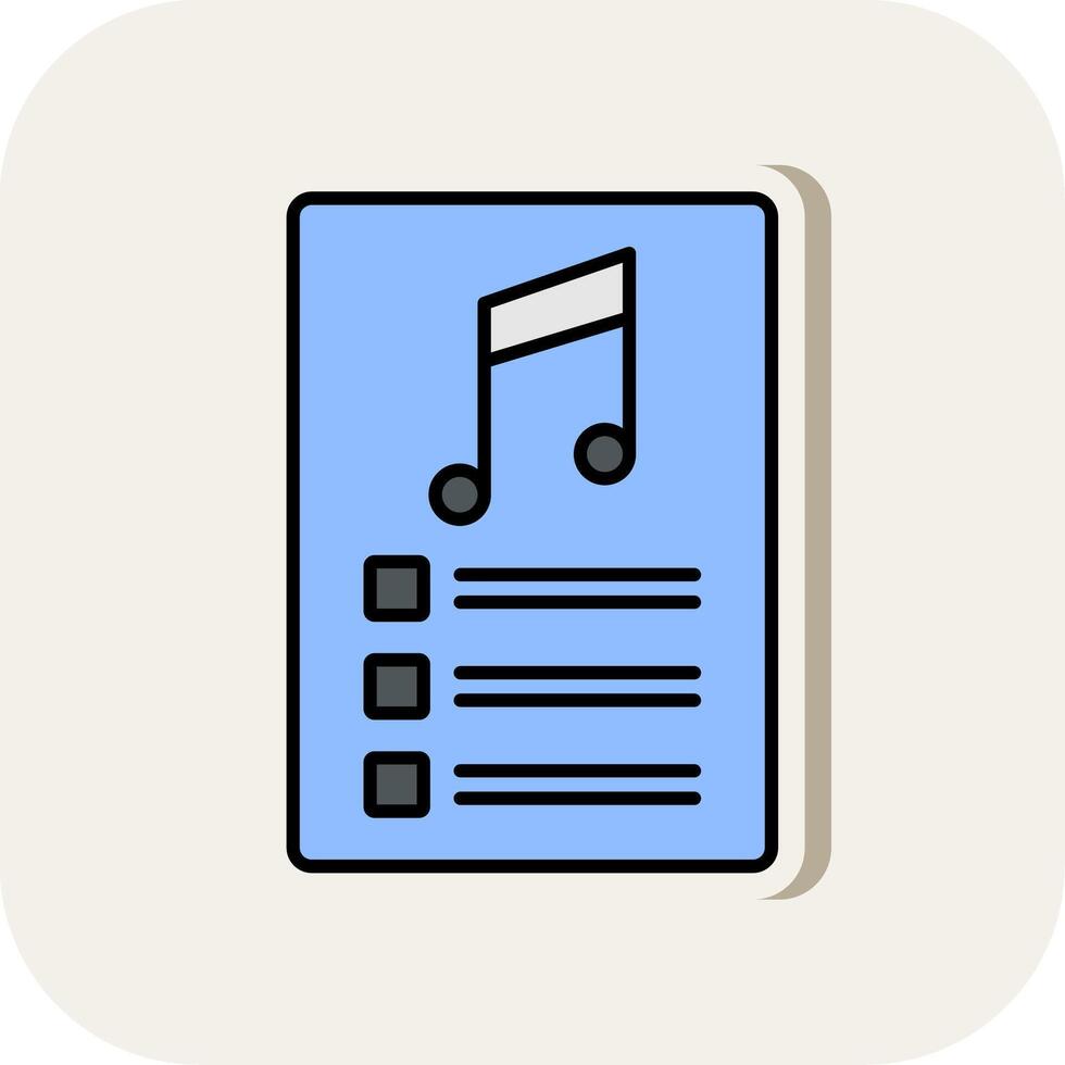 PlayList Line Filled White Shadow Icon vector
