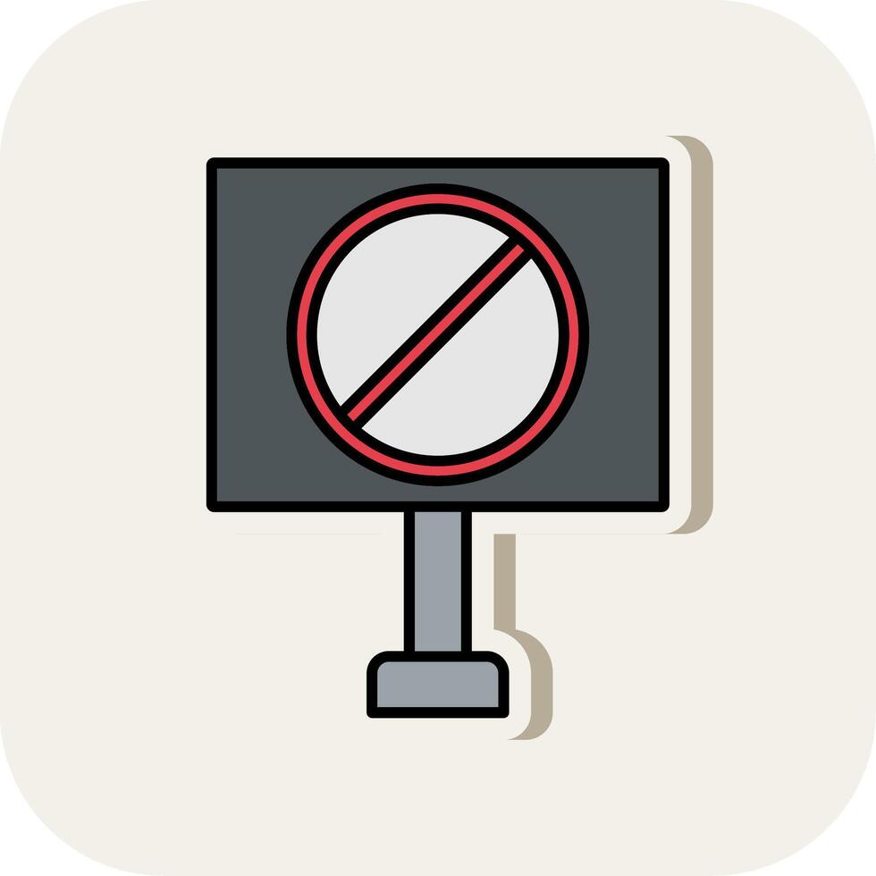 Forbidden Sign Line Filled White Shadow Icon vector