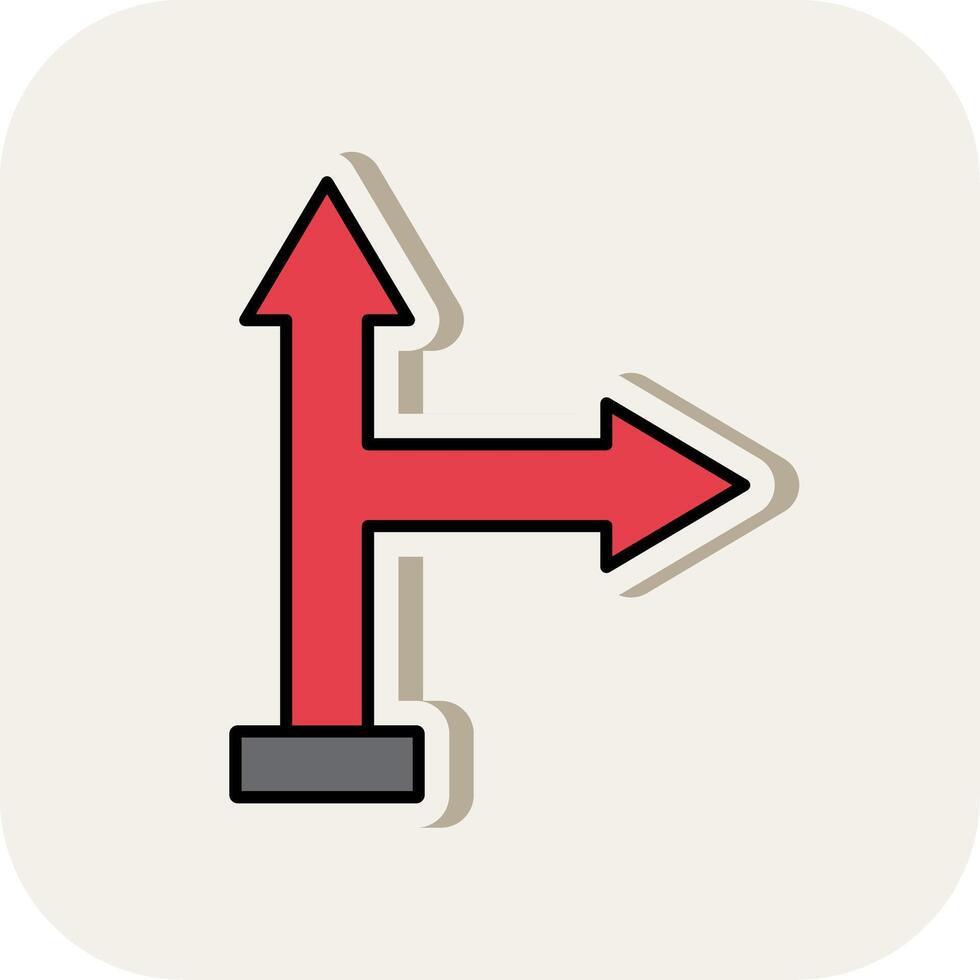 Go Right Line Filled White Shadow Icon vector