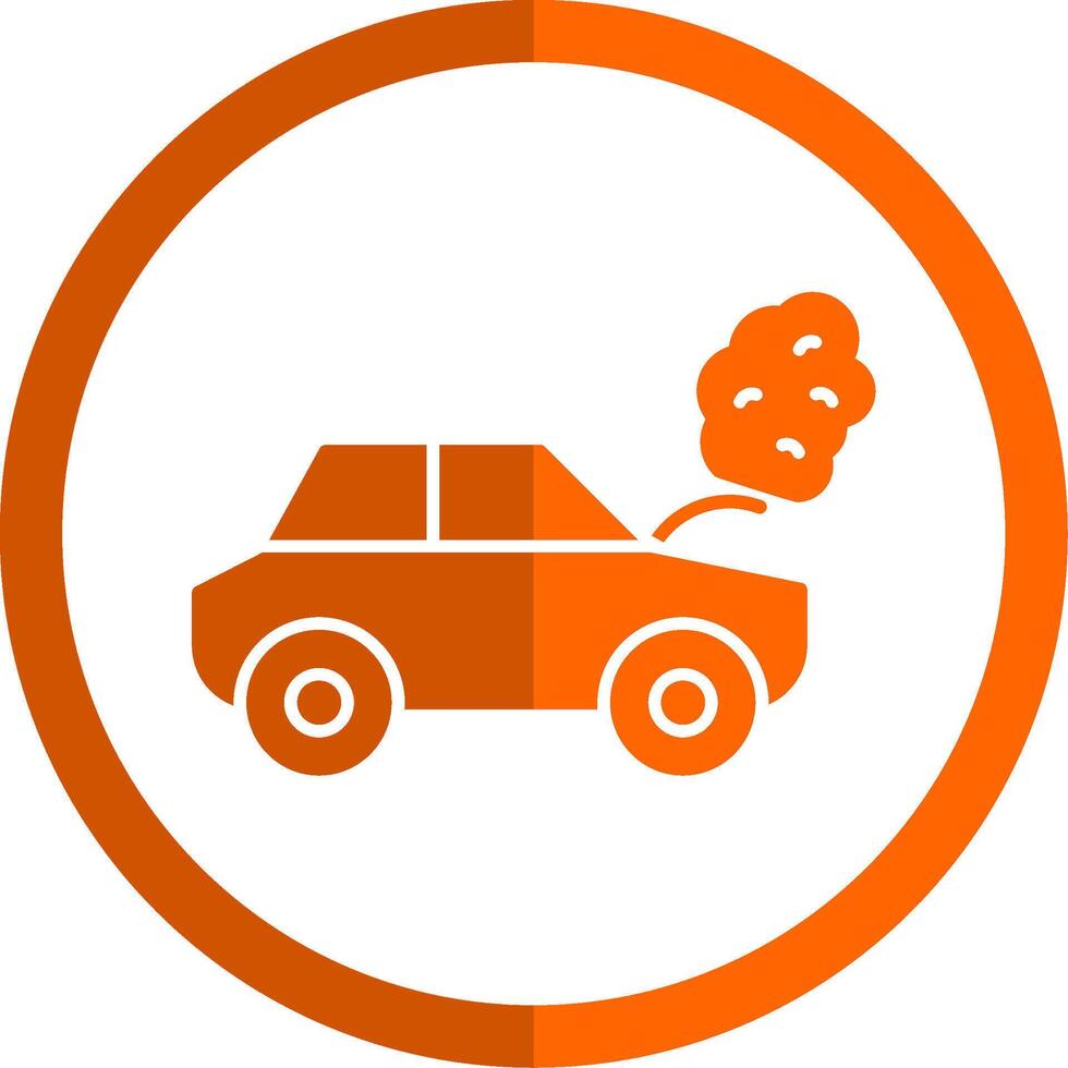 Broken Car Glyph Orange Circle Icon vector