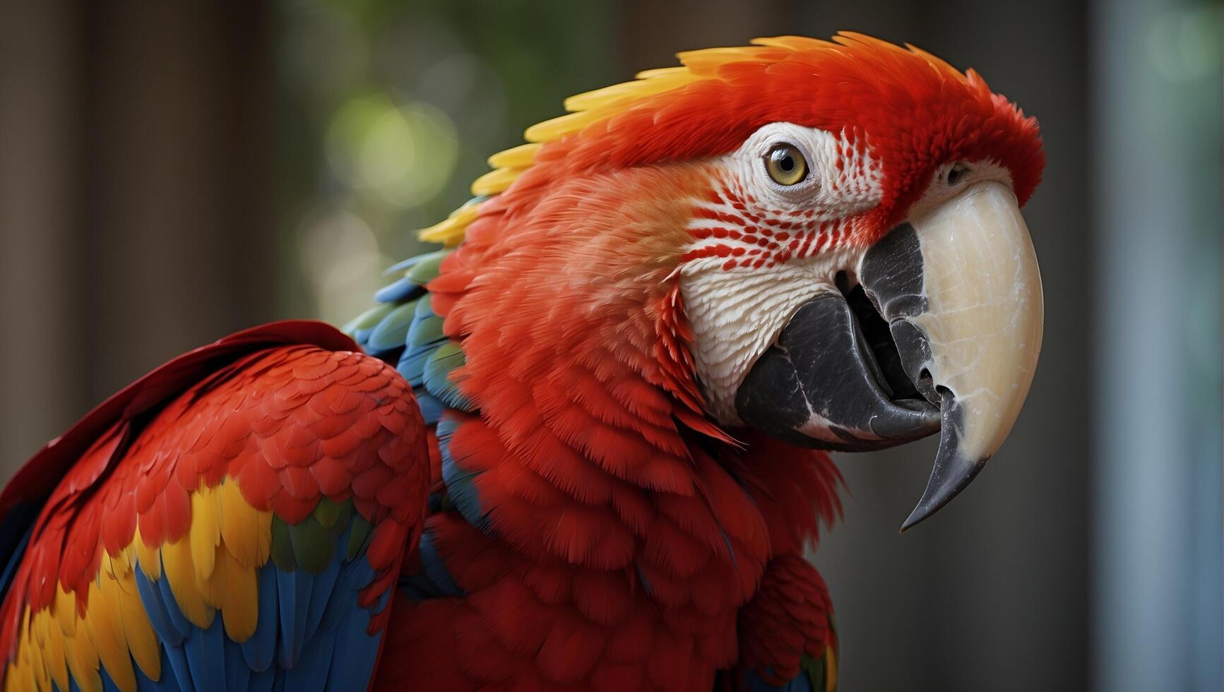 Closeup of a Scarlet Macaw from side view Scarlet Macaw closeup head photo