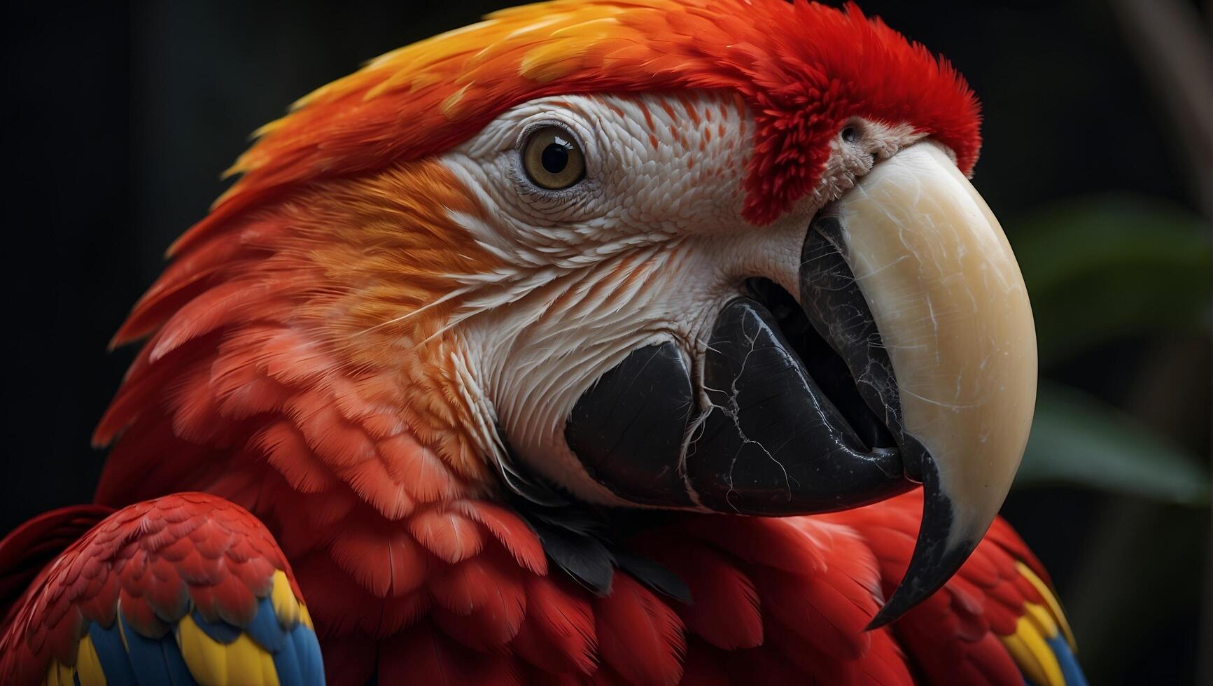 Closeup of a Scarlet Macaw from side view Scarlet Macaw closeup head photo