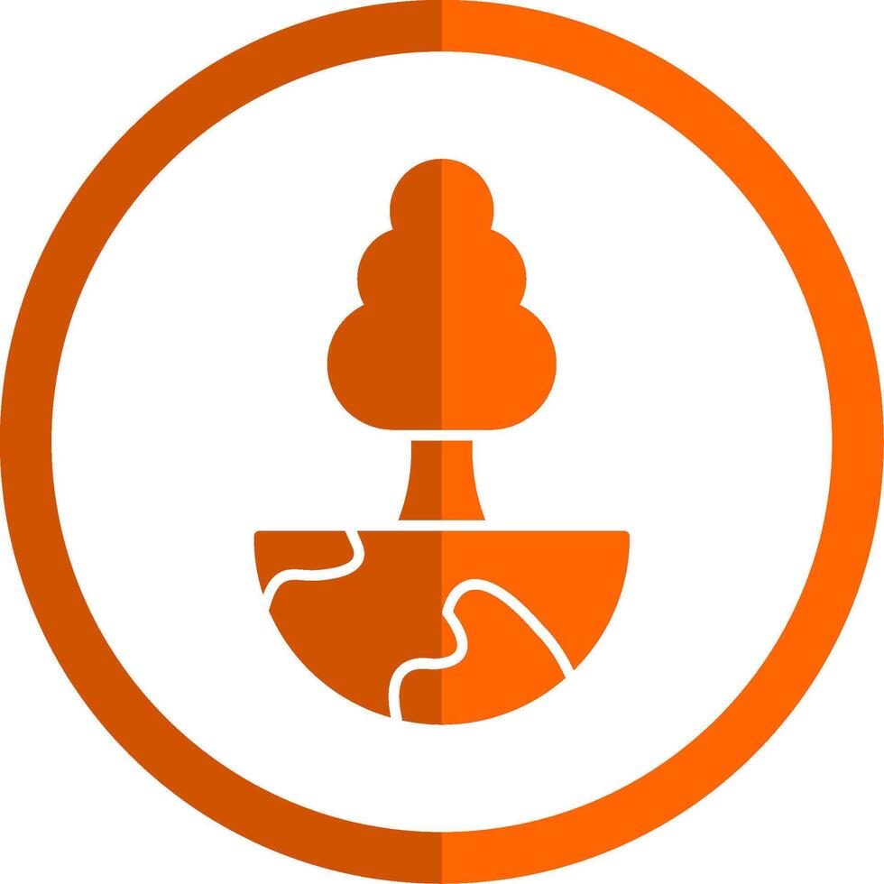 World Tree Glyph Orange Circle Icon vector