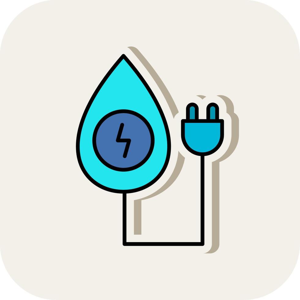 Water Energy Line Filled White Shadow Icon vector