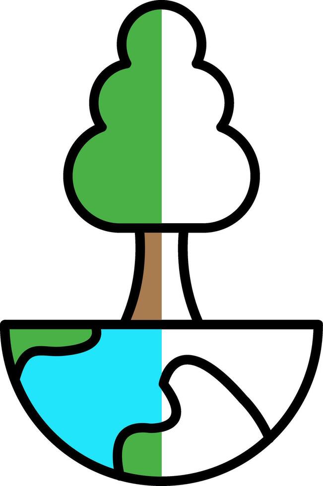 World Tree Filled Half Cut Icon vector