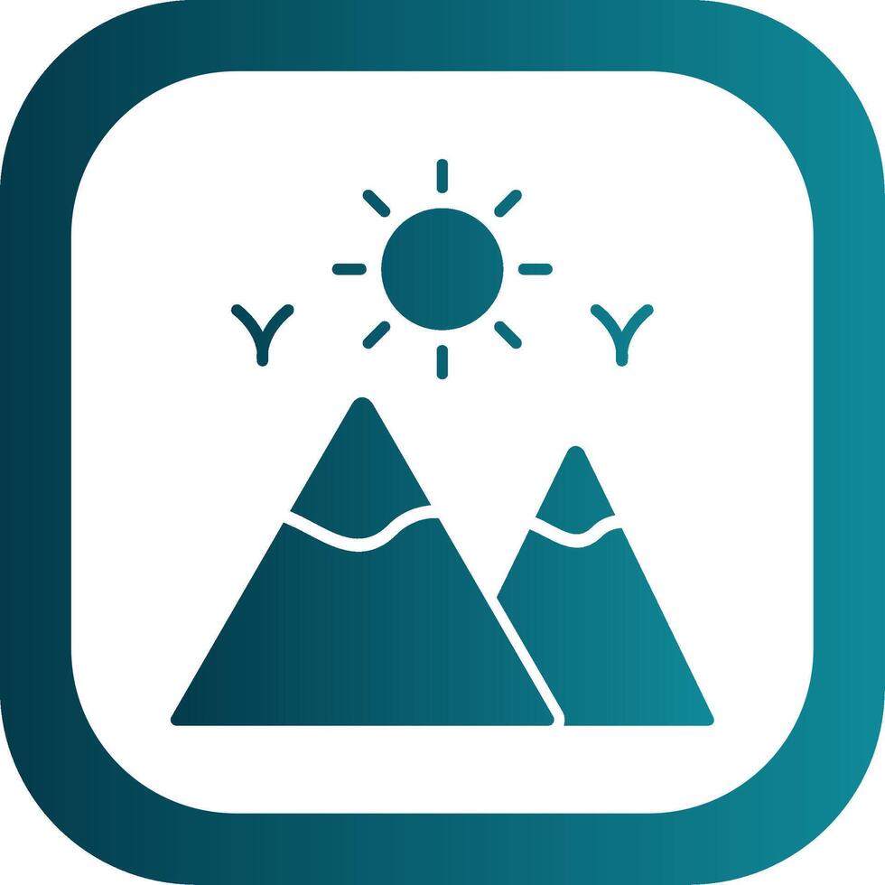 Mountains Glyph Gradient Round Corner Icon vector