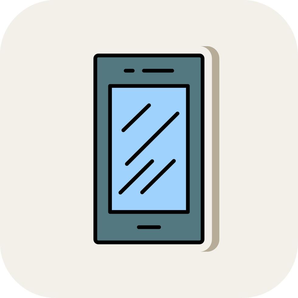 Mobile Phone Line Filled White Shadow Icon vector